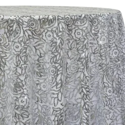 Silver - Fancy Leaf Sequin Overlay by Eastern Mills - Many Size Options