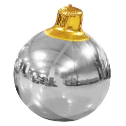 Silver Giant Inflatable Christmas Ornament – Maxorb™ Holiday Event Decor – Commercial Installation Sizes