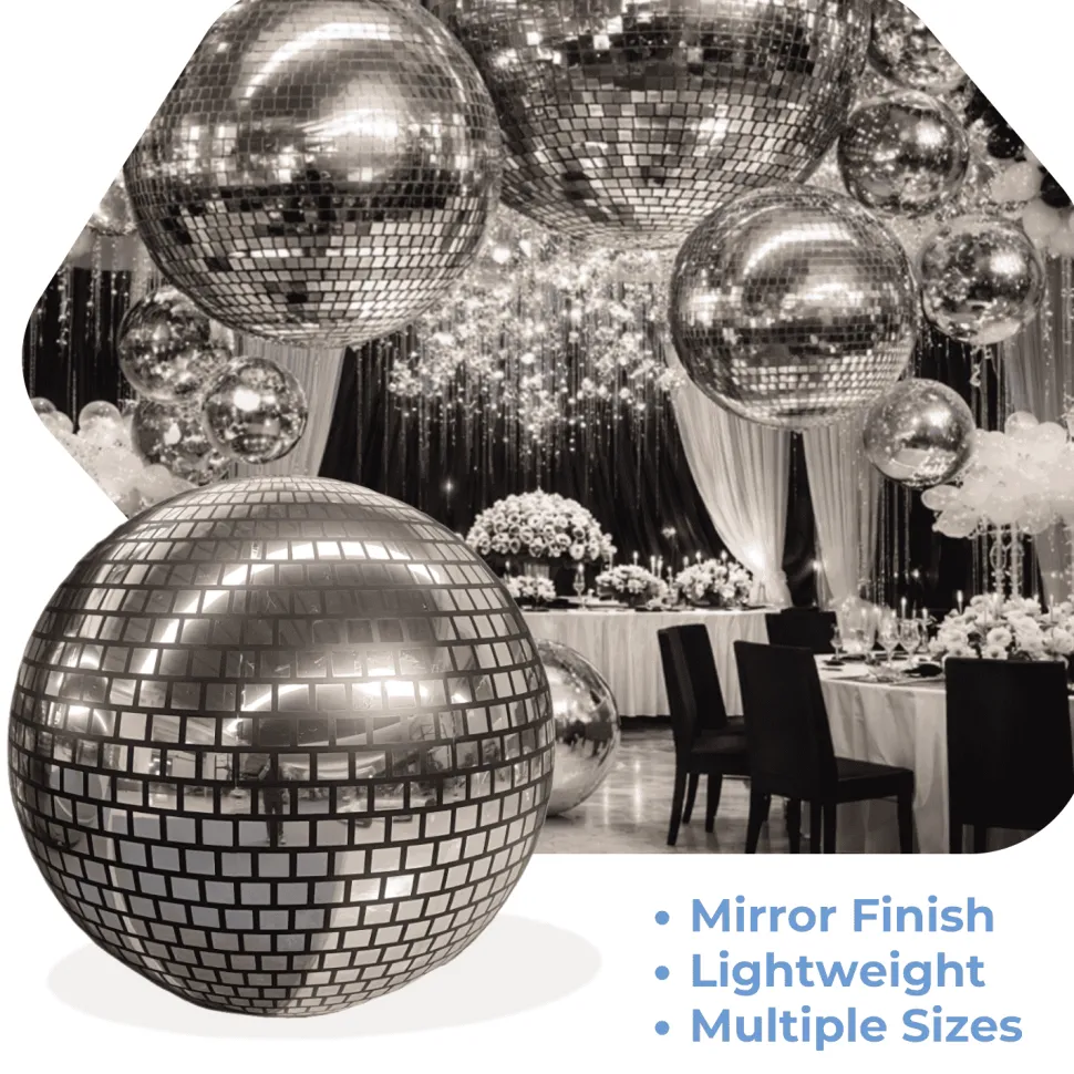 Silver Giant Inflatable Disco Ball Sphere – Maxorb™ Reflective Ceiling Event Decor – Commercial Installation Sizes