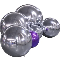 Silver Giant Inflatable Mirror Ball Sphere – Maxorb™ Reflective Ceiling Event Decor – Commercial Installation Sizes