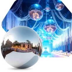 Silver Giant Inflatable Mirror Ball Sphere – Maxorb™ Reflective Ceiling Event Decor – Commercial Installation Sizes