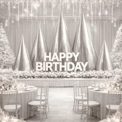 Silver Giant Inflatable Modern Tree – Maxorb™ Reflective Event Display Decor – Commercial Installation Sizes