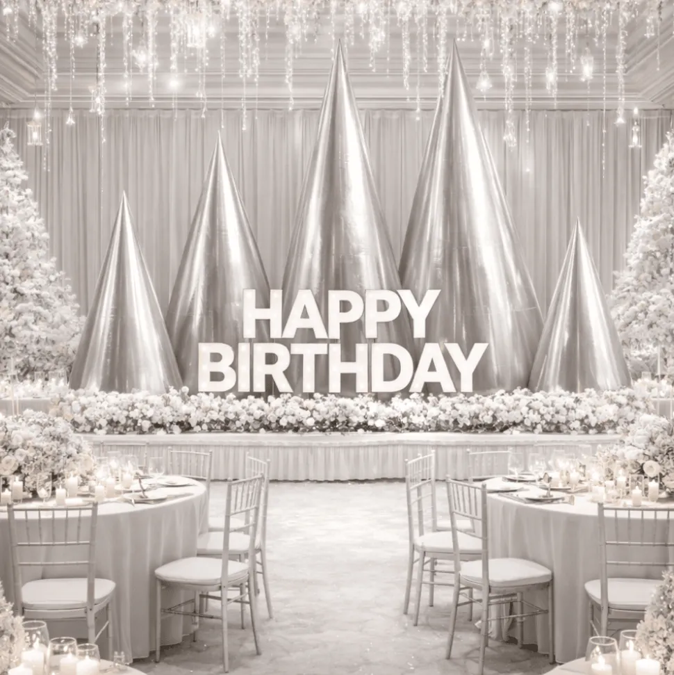 Silver Giant Inflatable Modern Tree – Maxorb™ Reflective Event Display Decor – Commercial Installation Sizes