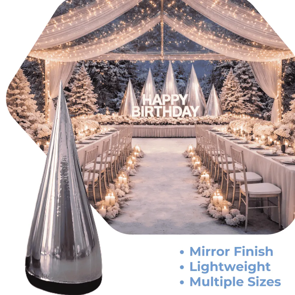 Silver Giant Inflatable Modern Tree – Maxorb™ Reflective Event Display Decor – Commercial Installation Sizes