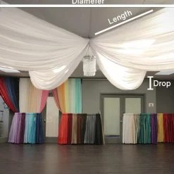 Single Piece - Apricot Cream Sheer Prefabricated Ceiling Drape Panel - Choose Length and Drop!