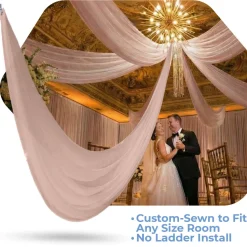 Single Piece - Apricot Cream Sheer Prefabricated Ceiling Drape Panel - Choose Length and Drop!