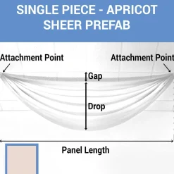 Single Piece - Apricot Cream Sheer Prefabricated Ceiling Drape Panel - Choose Length and Drop!