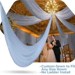 Single Piece - Baby Blue Sheer Prefabricated Ceiling Drape Panel - Choose Length and Drop!