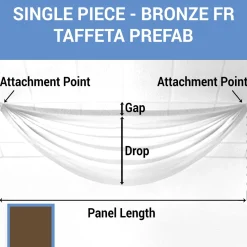Single Piece - Bronze Taffeta Prefabricated Ceiling Drape Panel - Choose Length and Drop!