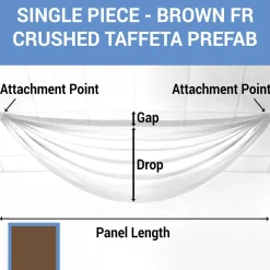 Single Piece - Brown Crushed Taffeta Prefabricated Ceiling Drape Panel - Choose Length and Drop!