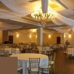 Single Piece - Brown Sheer Prefabricated Ceiling Drape Panel - Choose Length and Drop!