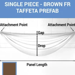 Single Piece - Brown Taffeta Prefabricated Ceiling Drape Panel - Choose Length and Drop!