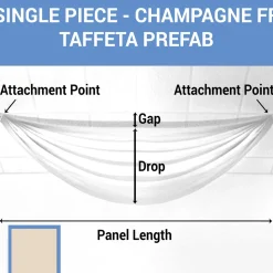 Single Piece - Champagne Taffeta Prefabricated Ceiling Drape Panel - Choose Length and Drop!