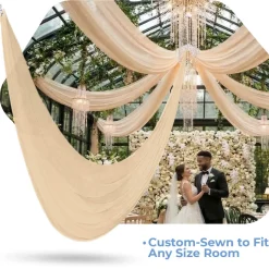 Single Piece - Champagne Taffeta Prefabricated Ceiling Drape Panel - Choose Length and Drop!