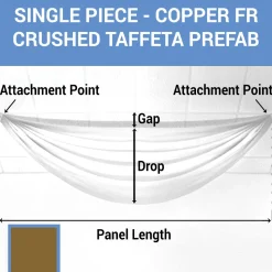 Single Piece - Copper Crushed Taffeta Prefabricated Ceiling Drape Panel - Choose Length and Drop!