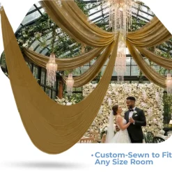 Single Piece - Copper Taffeta Prefabricated Ceiling Drape Panel - Choose Length and Drop!