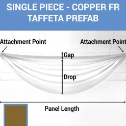 Single Piece - Copper Taffeta Prefabricated Ceiling Drape Panel - Choose Length and Drop!