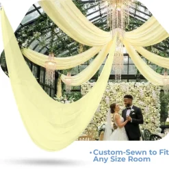 Single Piece - Cream Taffeta Prefabricated Ceiling Drape Panel - Choose Length and Drop!