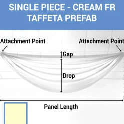Single Piece - Cream Taffeta Prefabricated Ceiling Drape Panel - Choose Length and Drop!