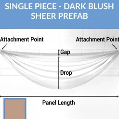Single Piece -Dark Blush Sheer Prefabricated Ceiling Drape Panel - Choose Length and Drop!
