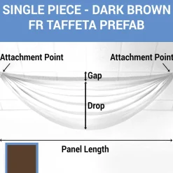 Single Piece - Dark Brown Taffeta Prefabricated Ceiling Drape Panel - Choose Length and Drop!