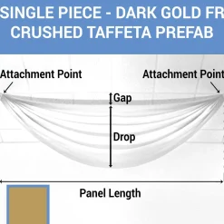 Single Piece - Dark Gold Crushed Taffeta Prefabricated Ceiling Drape Panel - Choose Length and Drop!