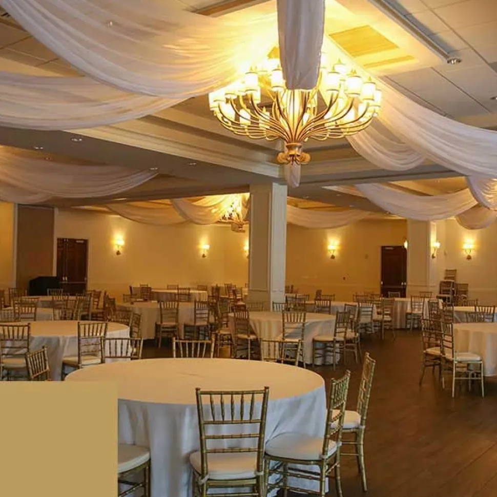 Single Piece - Dark Gold Taffeta Prefabricated Ceiling Drape Panel - Choose Length and Drop!