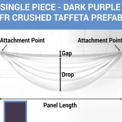 Single Piece - Dark Purple Crushed Taffeta Prefabricated Ceiling Drape Panel - Choose Length and Drop!
