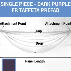 Single Piece - Dark Purple Taffeta Prefabricated Ceiling Drape Panel - Choose Length and Drop!