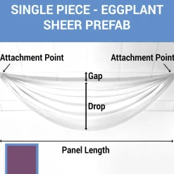 Single Piece - Eggplant Sheer Prefabricated Ceiling Drape Panel - Choose Length and Drop!
