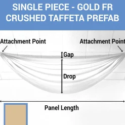 Single Piece - Gold Crushed Taffeta Prefabricated Ceiling Drape Panel - Choose Length and Drop!