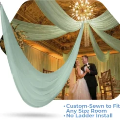 Single Piece - Hint of Mint Sheer Prefabricated Ceiling Drape Panel - Choose Length and Drop!