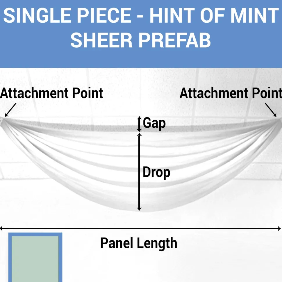 Single Piece - Hint of Mint Sheer Prefabricated Ceiling Drape Panel - Choose Length and Drop!