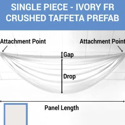 Single Piece - Ivory Crushed Taffeta Prefabricated Ceiling Drape Panel - Choose Length and Drop!