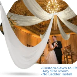 Single Piece - Ivory Sheer Prefabricated Ceiling Drape Panel - Choose Length and Drop!