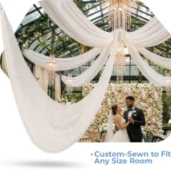 Single Piece - Ivory Taffeta Prefabricated Ceiling Drape Panel - Choose Length and Drop!