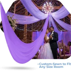 Single Piece -Lavender FR Sheer Prefabricated Ceiling Drape Panel - Choose Length and Drop!