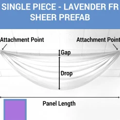 Single Piece -Lavender FR Sheer Prefabricated Ceiling Drape Panel - Choose Length and Drop!