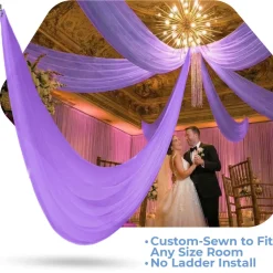 Single Piece - Lavender Sheer Prefabricated Ceiling Drape Panel - Choose Length and Drop!