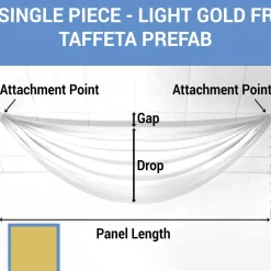 Single Piece - Light Gold Taffeta Prefabricated Ceiling Drape Panel - Choose Length and Drop!