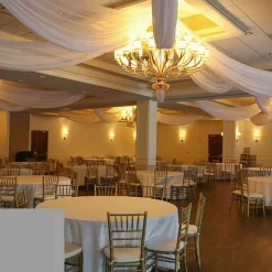 Single Piece - Light Silver Crushed Taffeta Prefabricated Ceiling Drape Panel - Choose Length and Drop!