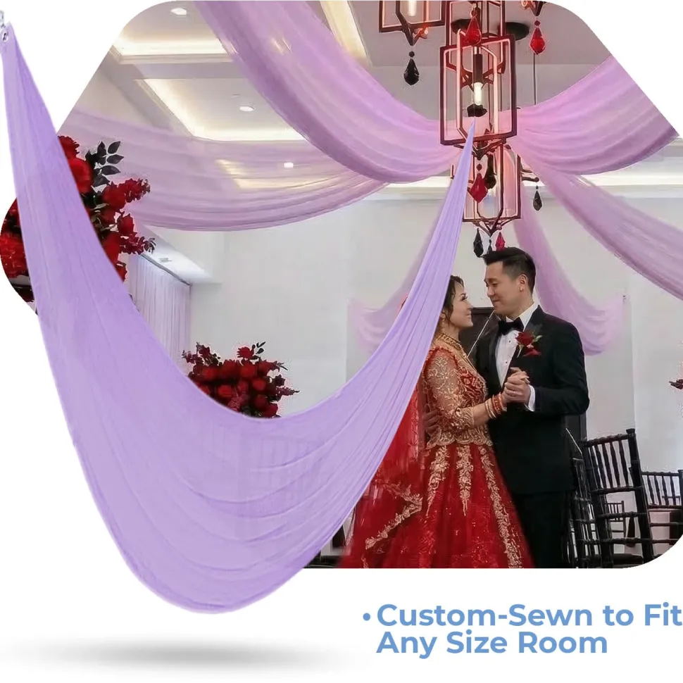Single Piece - Lilac Crushed Taffeta Prefabricated Ceiling Drape Panel - Choose Length and Drop!