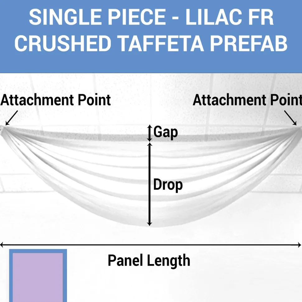 Single Piece - Lilac Crushed Taffeta Prefabricated Ceiling Drape Panel - Choose Length and Drop!