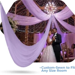 Single Piece -Lilac FR Sheer Prefabricated Ceiling Drape Panel - Choose Length and Drop!