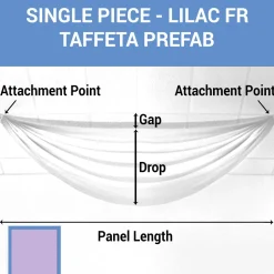 Single Piece - Lilac Taffeta Prefabricated Ceiling Drape Panel - Choose Length and Drop!