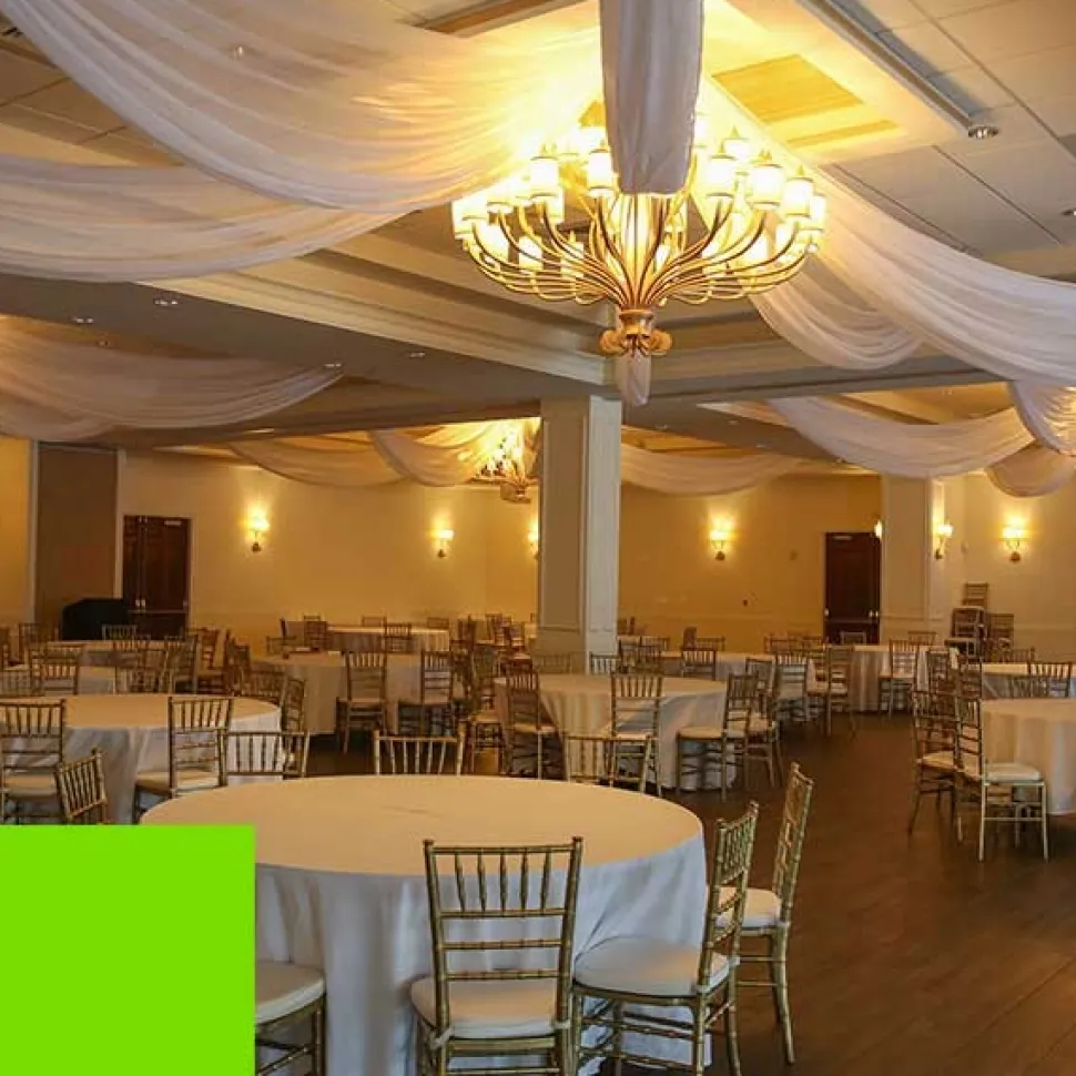 Single Piece - Lime Crushed Taffeta Prefabricated Ceiling Drape Panel - Choose Length and Drop!