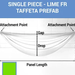 Single Piece - Lime Taffeta Prefabricated Ceiling Drape Panel - Choose Length and Drop!