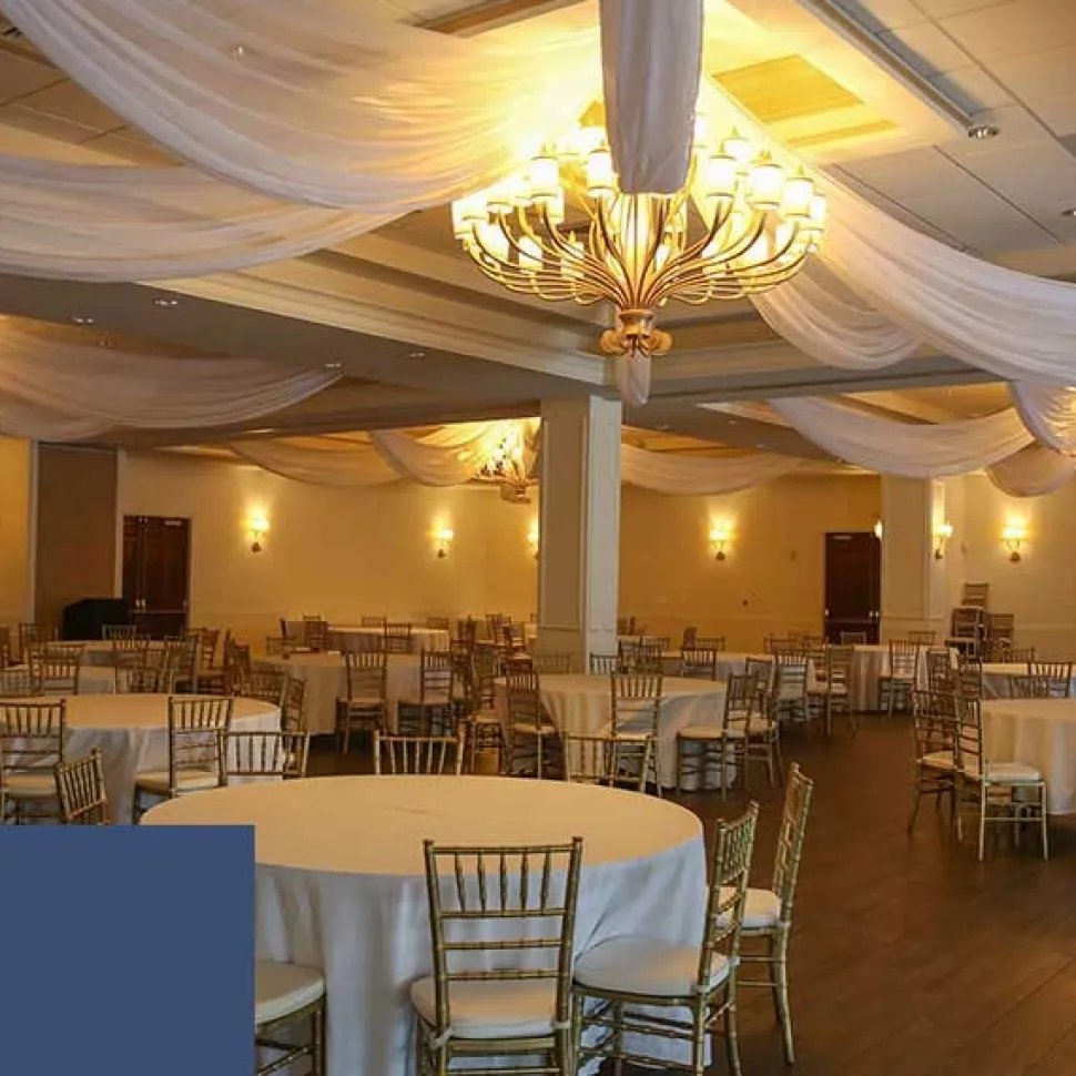 Single Piece - Navy Blue Sheer Prefabricated Ceiling Drape Panel - Choose Length and Drop!