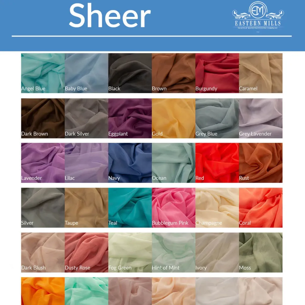 Single Piece - Navy Blue Sheer Prefabricated Ceiling Drape Panel - Choose Length and Drop!