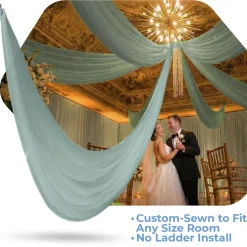 Single Piece -Ocean Sheer Prefabricated Ceiling Drape Panel - Choose Length and Drop!